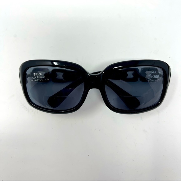 Sun Readers Black +200 Sunglasses  Decorative Design with Slip Bag UVProtection‎ - Picture 8 of 8